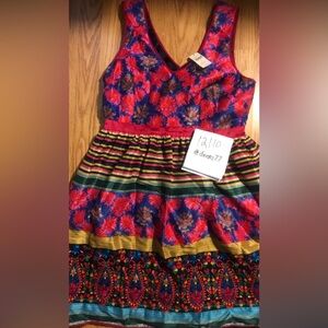 Anthropologie Vibrant Floral Stripe Tank Top Dress size 14 NWT